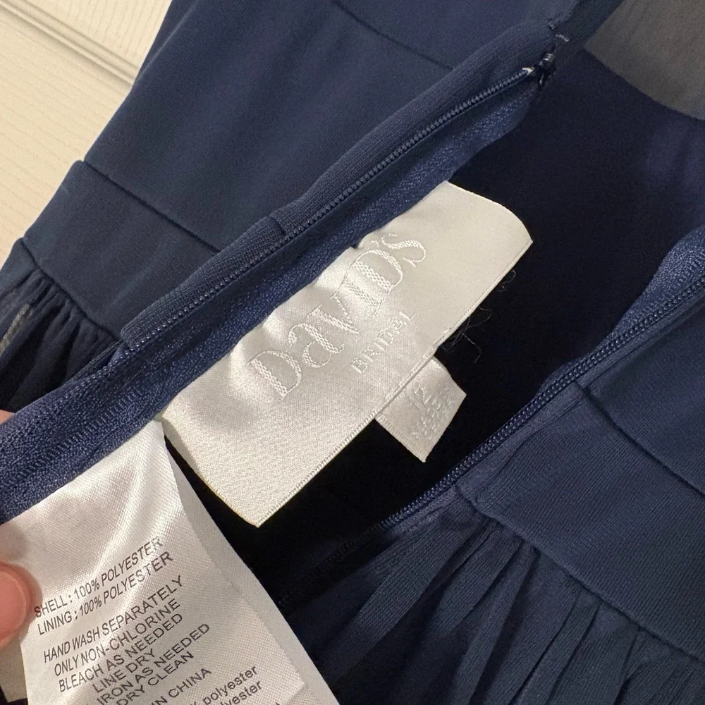 David’s bridal kids girls size 12 marine blue Midi Dress JB5995 - Picture 5 of 5